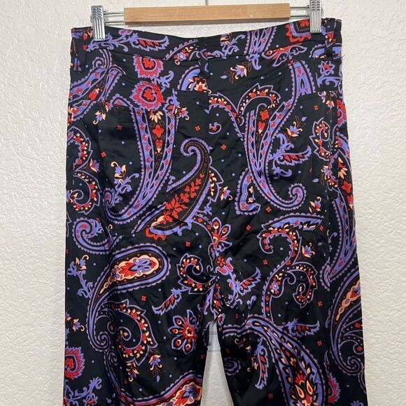 Danielle Bernstein x We Wore What Flare Satin Paisley Pants High Rise Size 32 - Picture 12 of 15